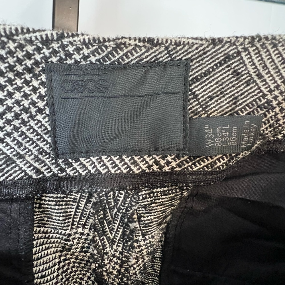 ASOS Men’s Black and White Plaid Dress Pants size 34”x 34” - Picture 4 of 8